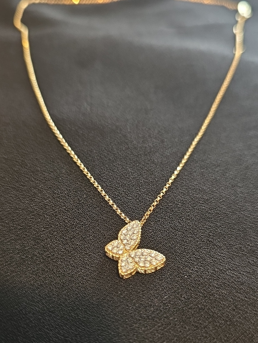 Roberto Coin Gold Butterfly Necklace with Clear Crystals